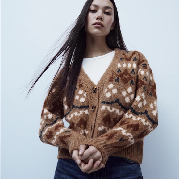 ZARA KNIT JACQUARD CARDIGAN - Picture 4 of 11